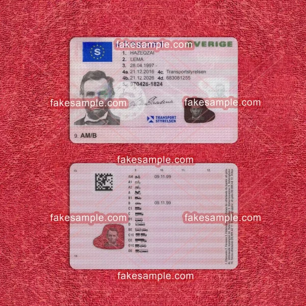 Sweden Driver Licence Fake Template