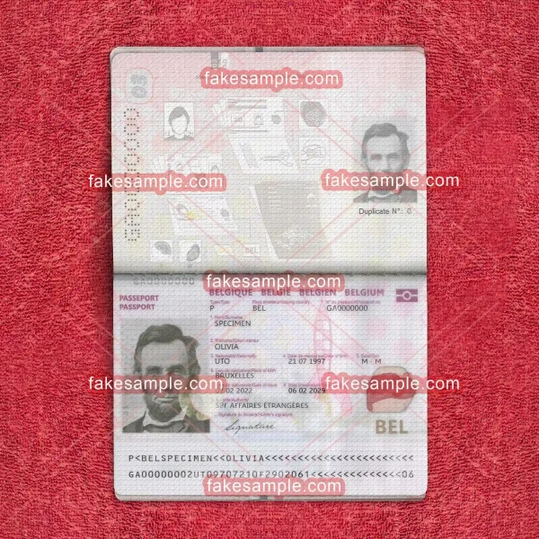 Belgium Passport Fake Template