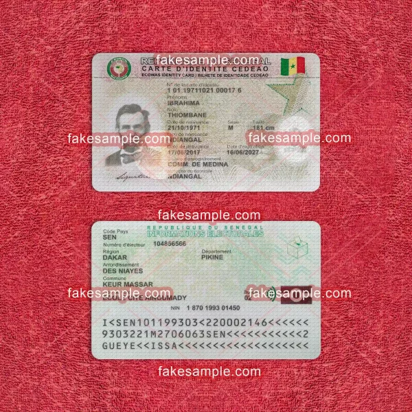 Senegal National ID Card Fake Template