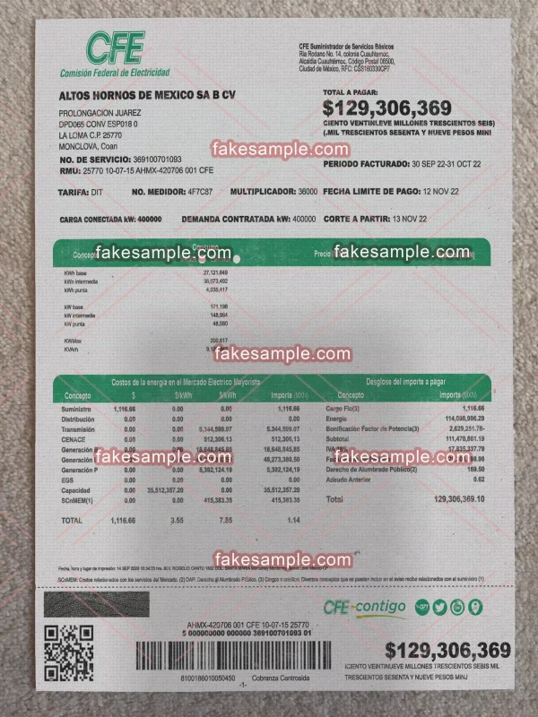 Mexico Proof Address Fake Template