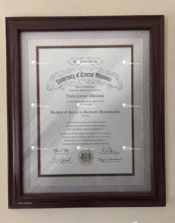 Central Missouri Degree Certificate Fake Template