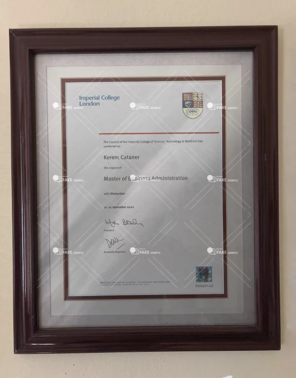 Imperial College London Degree Certificate Fake Template